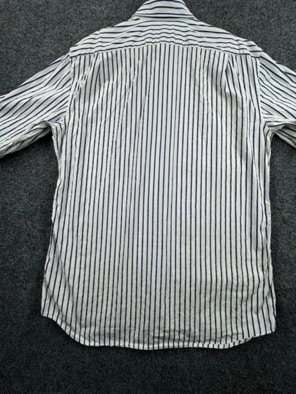 Stenstroms Fitted Body 16.5 Striped Twofold Super Blue White Cotton Shirt Men